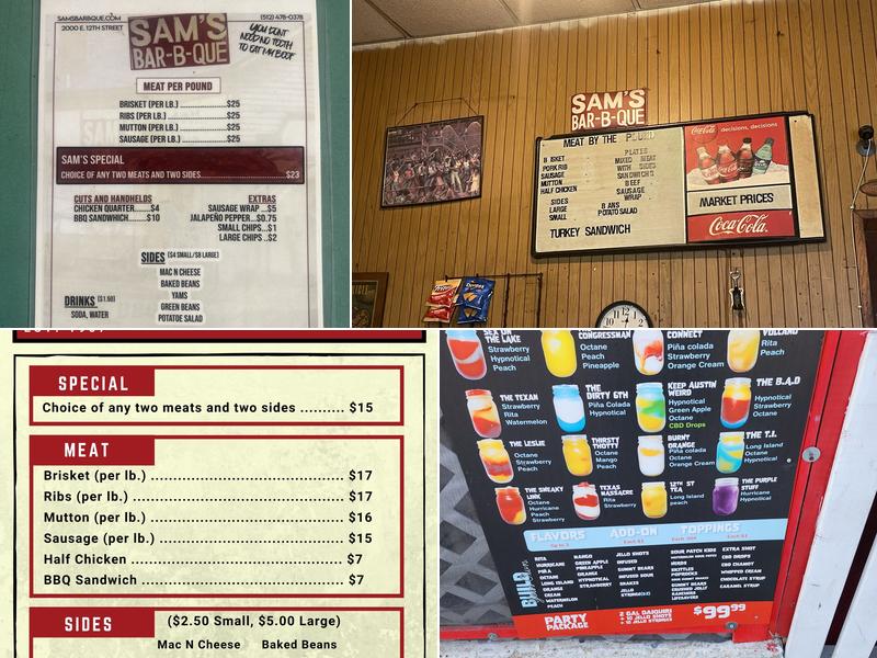 Sam's BBQ Menu
