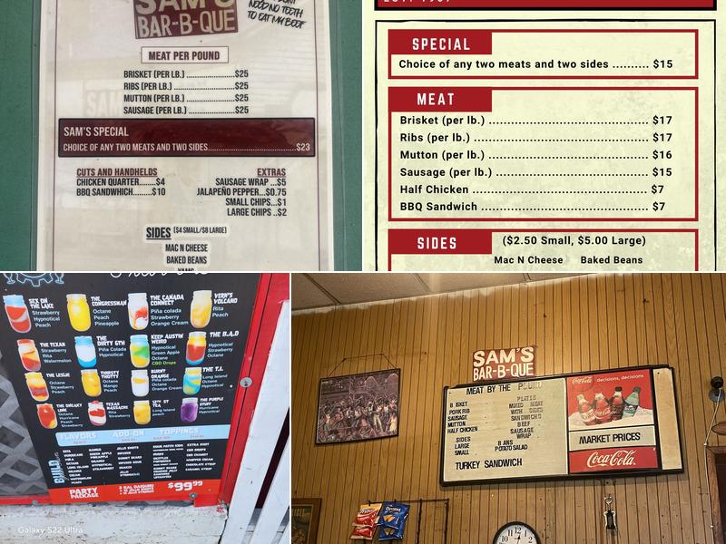 Sam's BBQ Menu