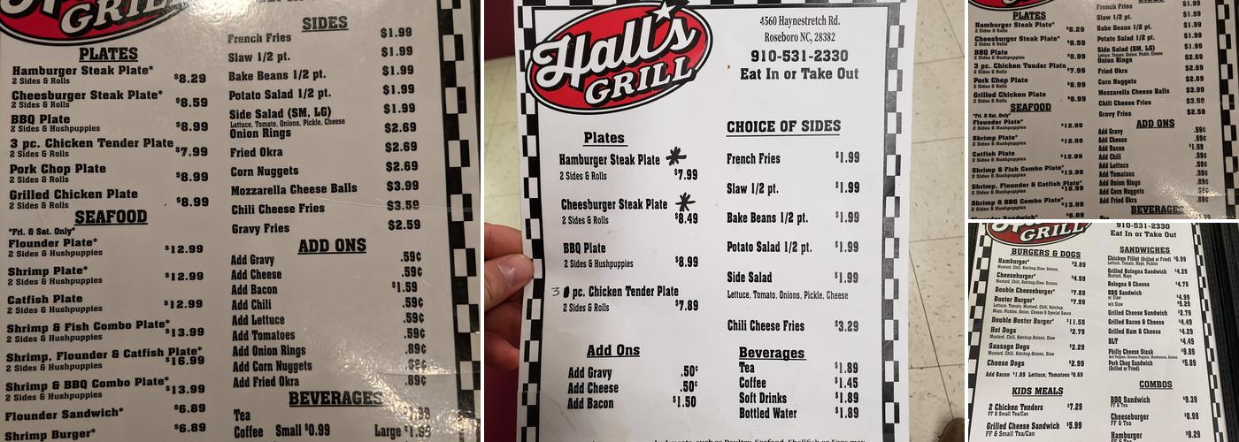 Hall's Grill Menu