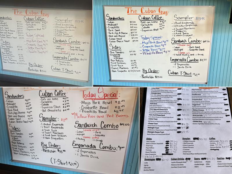 The Cuban Guy Menu