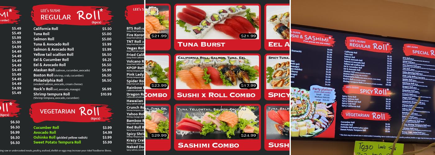 Lee's Sushi Menu
