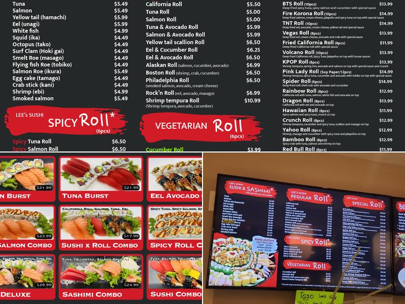 Lee's Sushi Menu