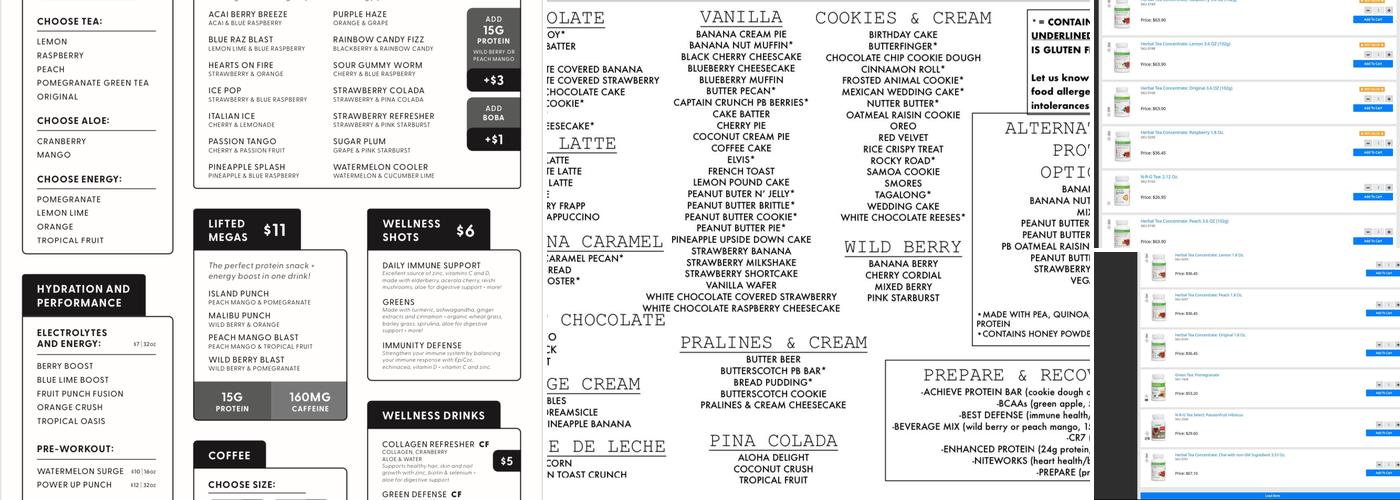 West Park Nutrition Menu