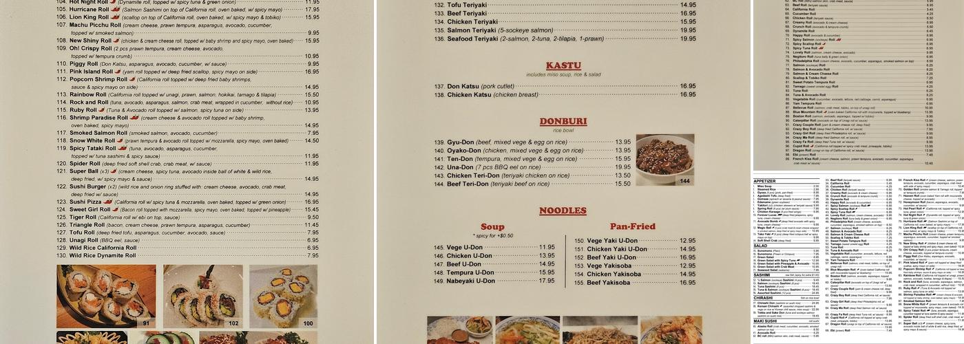 Ko's Sushi Langley Menu