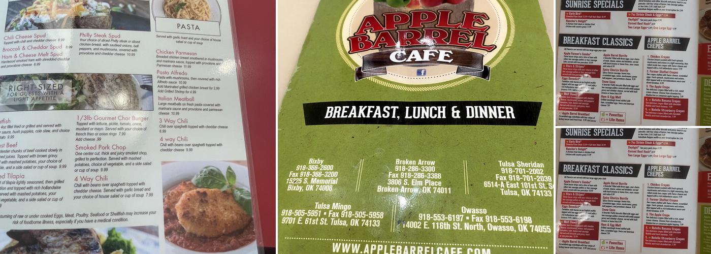Apple Barrel Cafe Menu