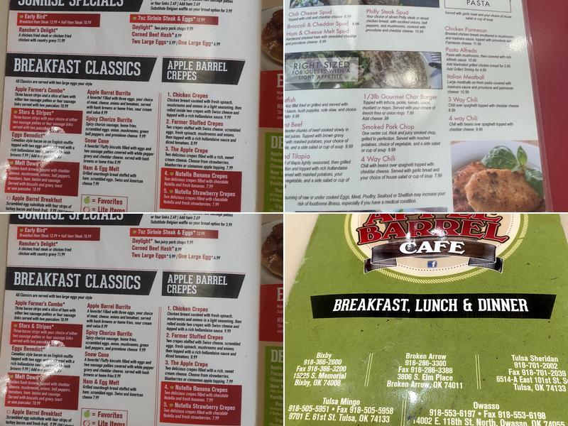 Apple Barrel Cafe Menu