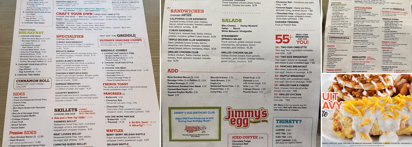 Jimmy's Egg Menu
