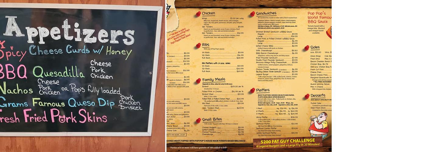 Pop Pop's Pit BBQ Menu