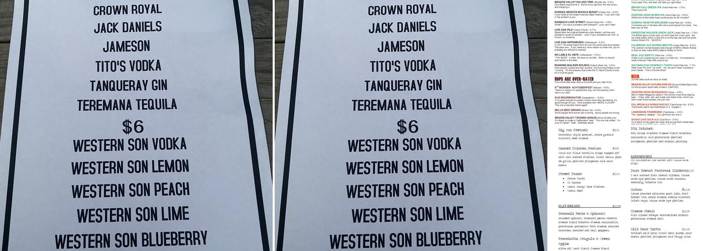 The Barn Menu