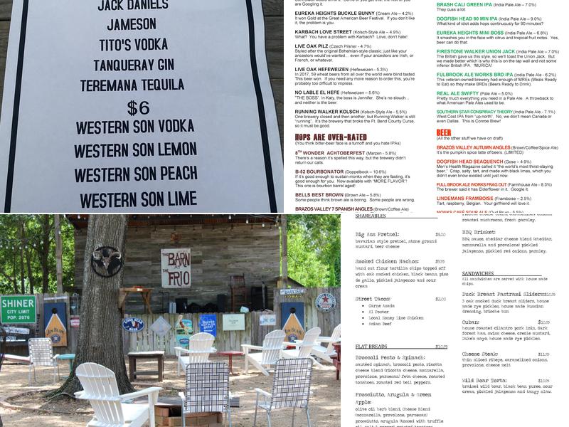 The Barn Menu