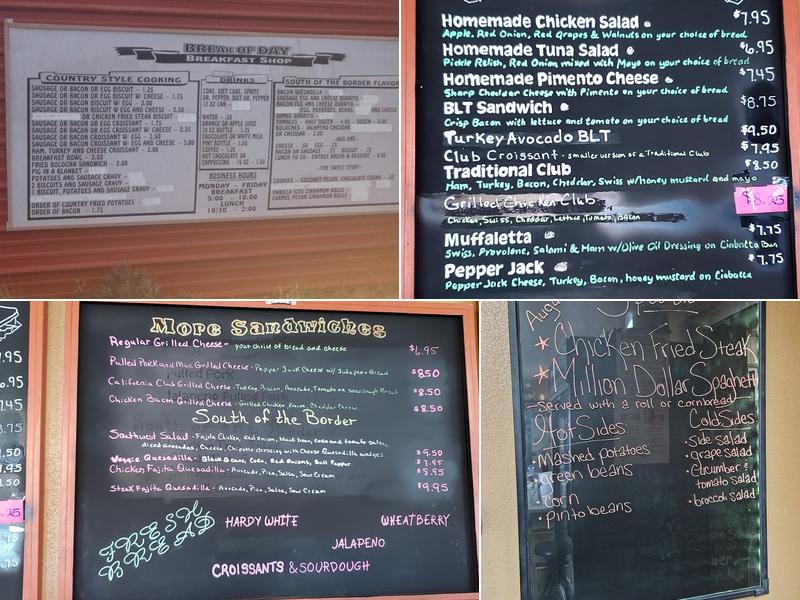 Break of Day Breakfast Shop Menu