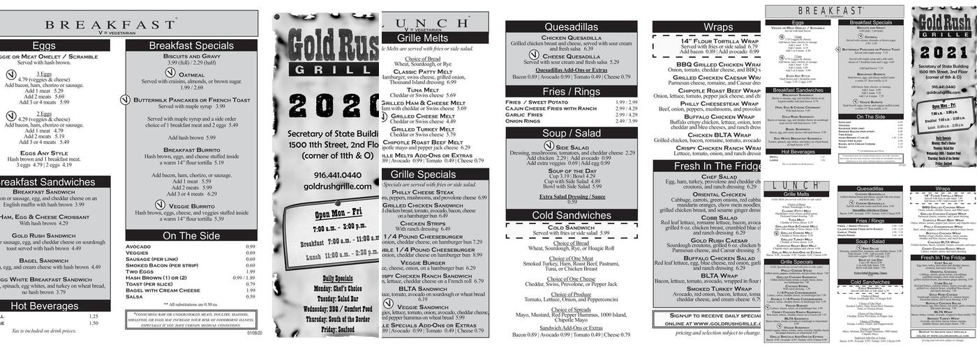 Gold Rush Grille Menu