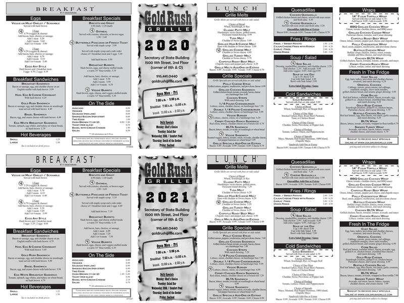 Gold Rush Grille Menu