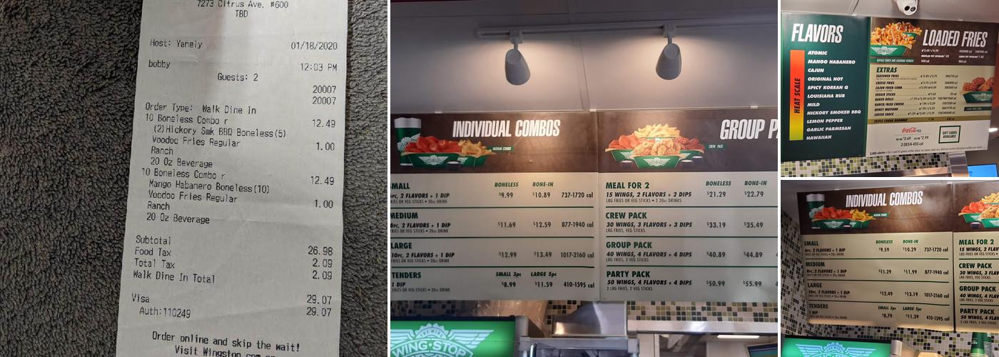 Wingstop Menu