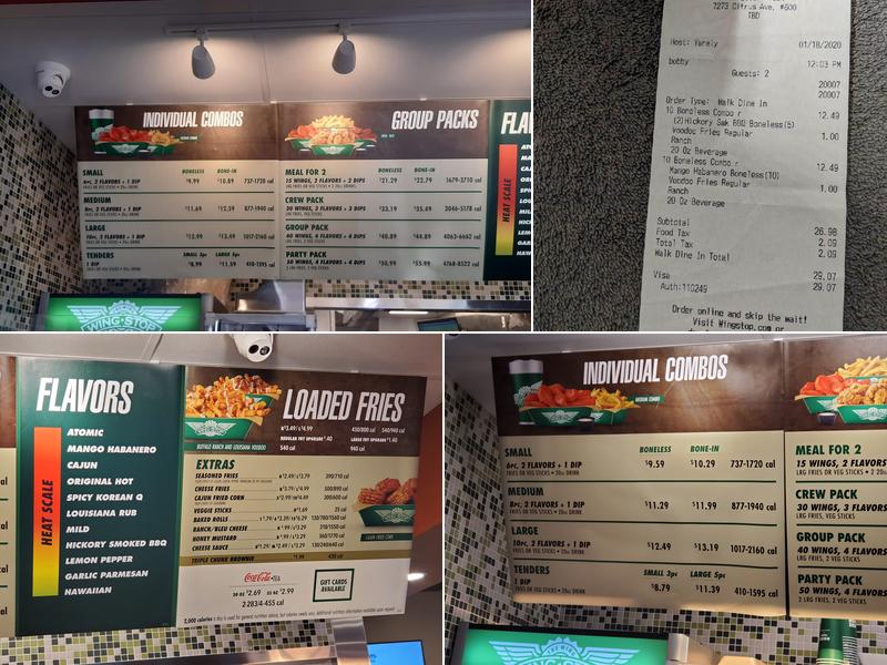 Wingstop Menu