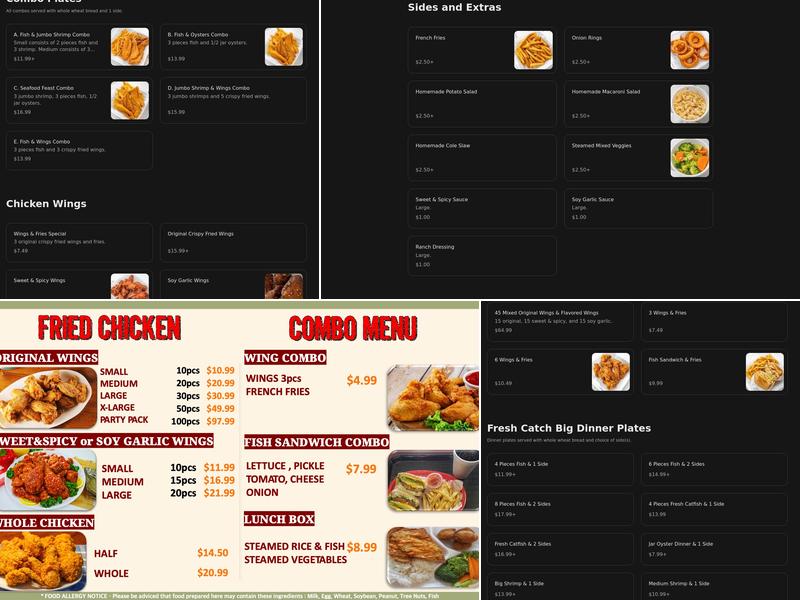 Joy's Chicken & Fish Menu
