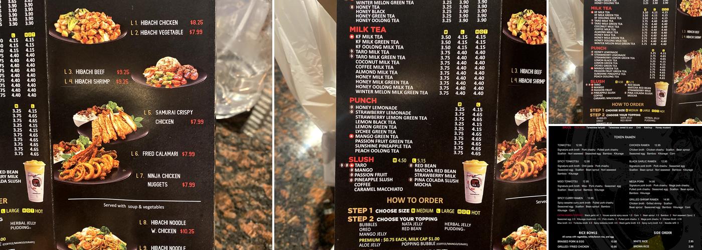 Token Ramen & Kung Fu Tea Menu