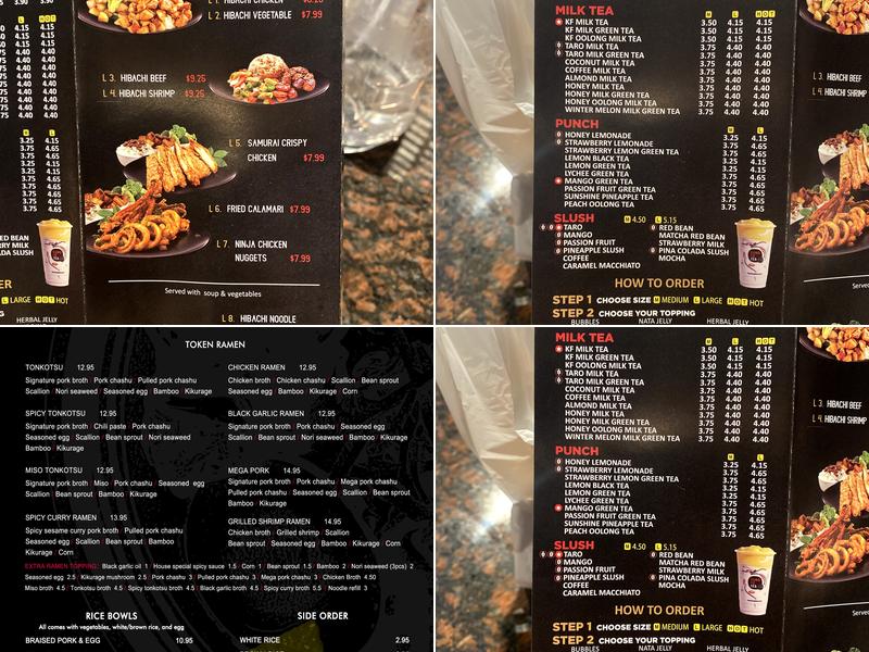 Token Ramen & Kung Fu Tea Menu