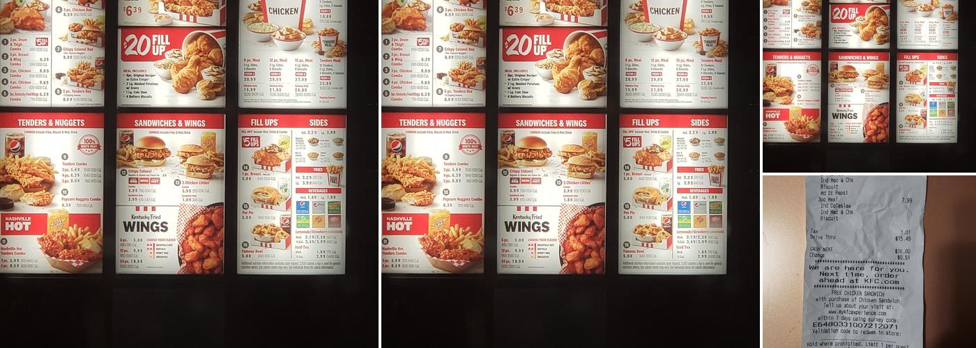 KFC Menu