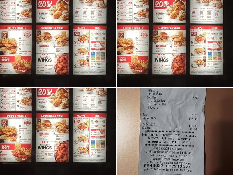 KFC Menu