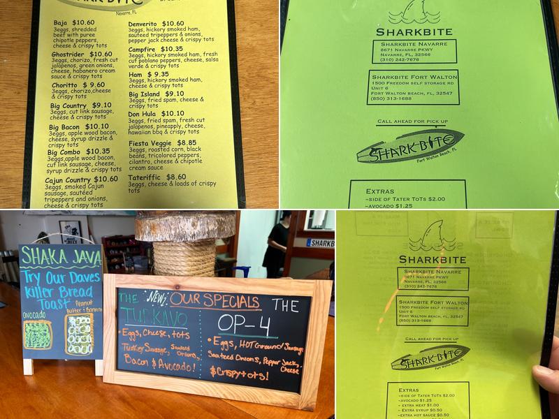 Sharkbite Fort Walton Beach Menu