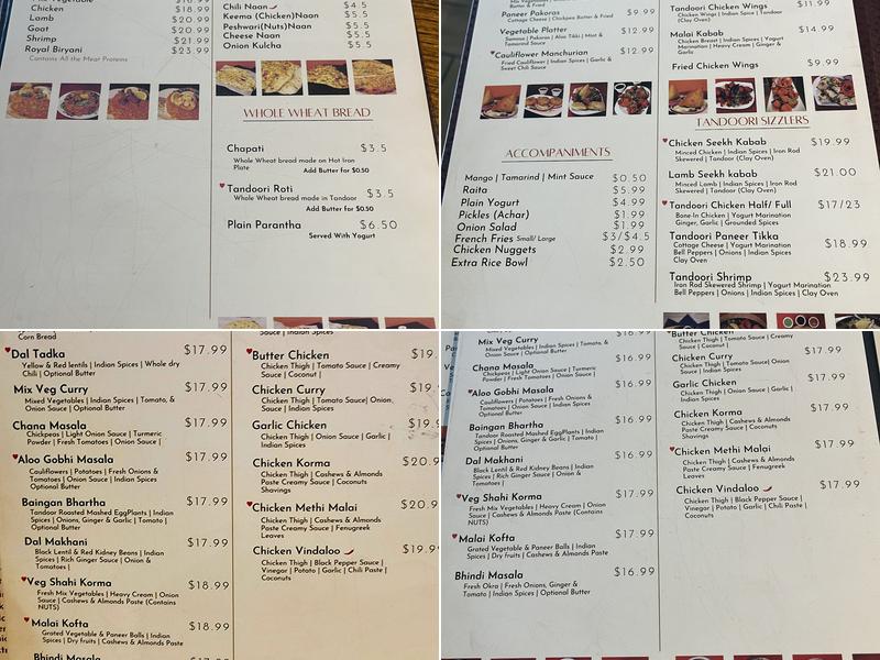 Royal Indian Cuisine and Bar Menu