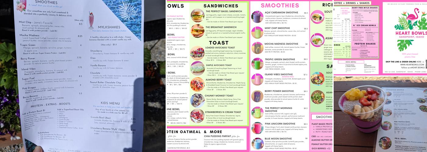 Heart Bowls Menu