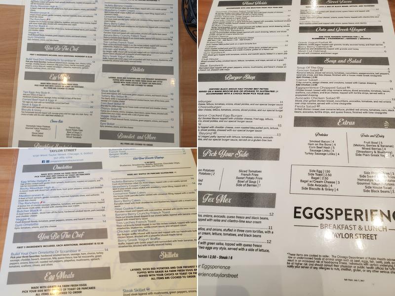 Eggsperience Menu