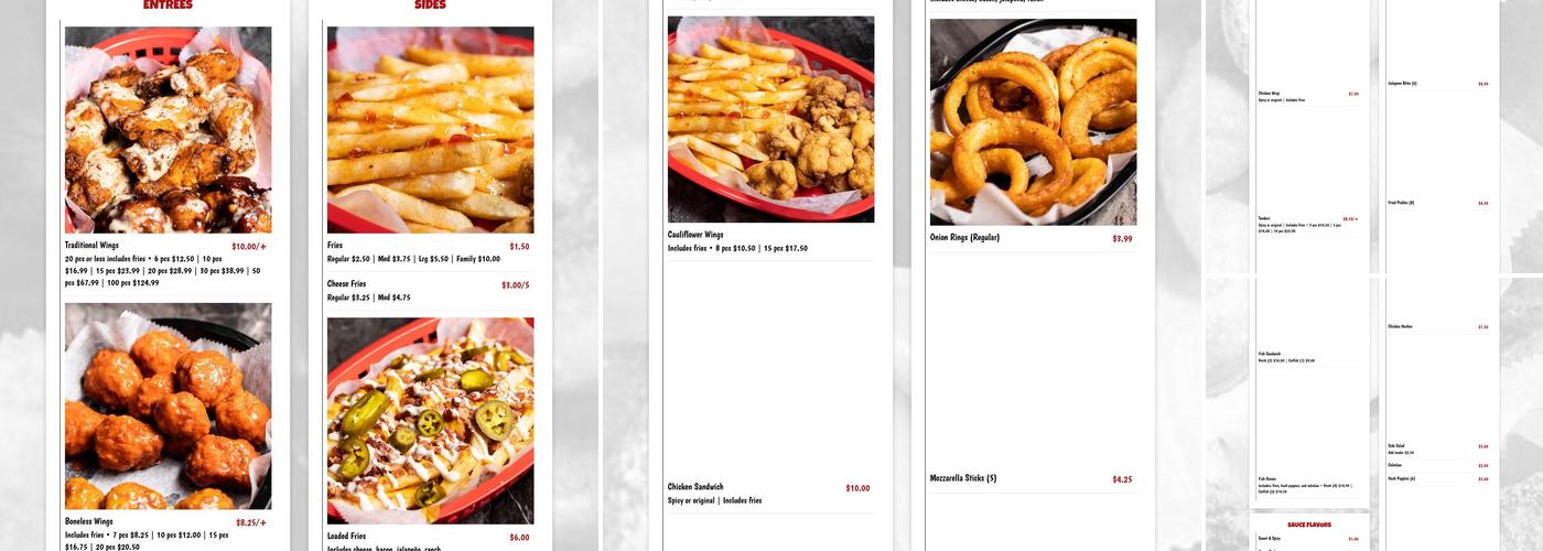 R&R Extreme Wings Bar and Grill Menu