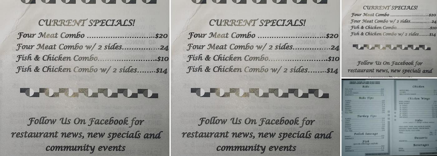 Dunbar's BBQ Restaurant Menu