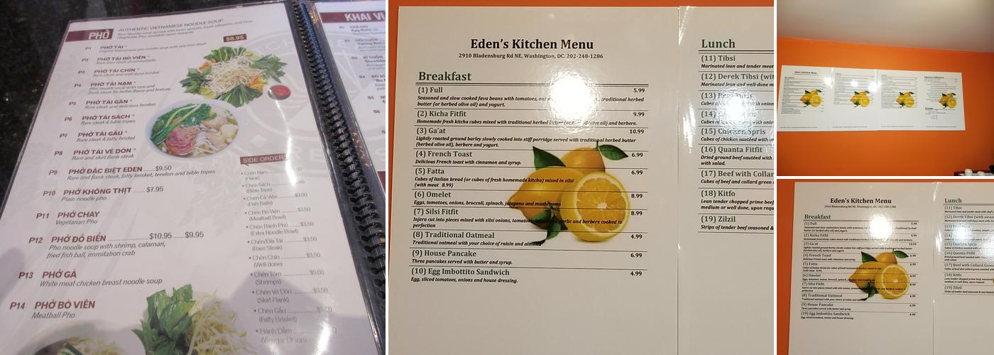 Eden's Kitchen Menu
