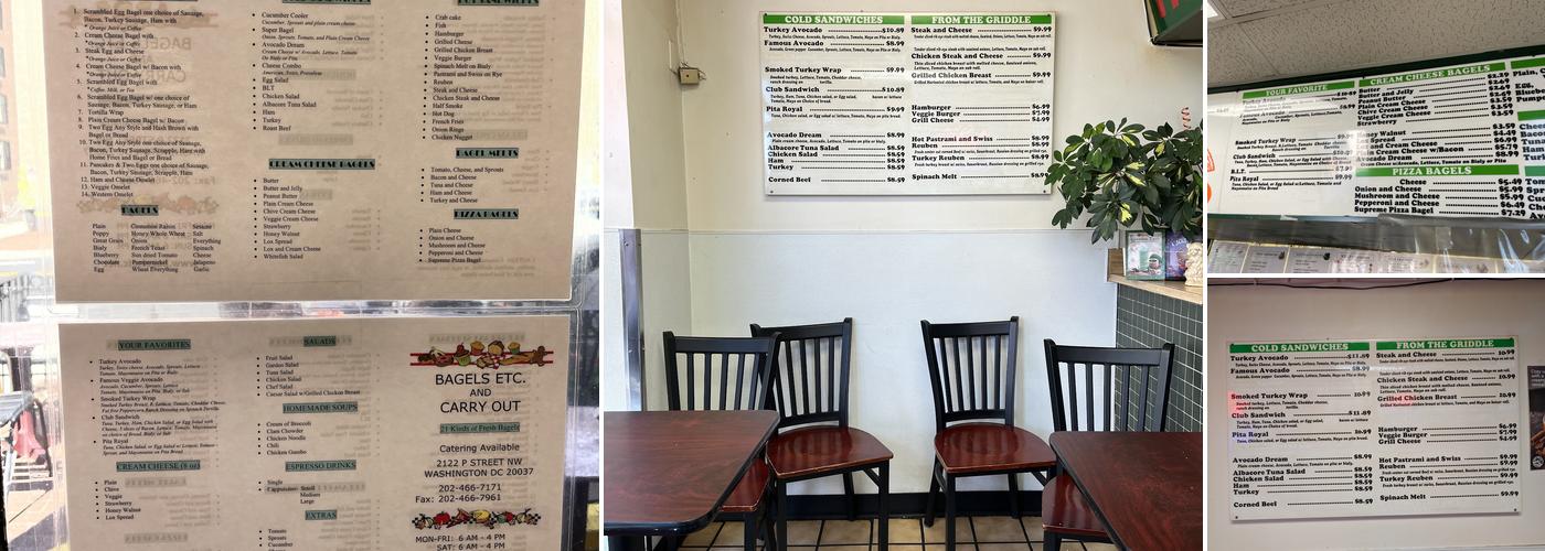 Bagels Etc. Menu