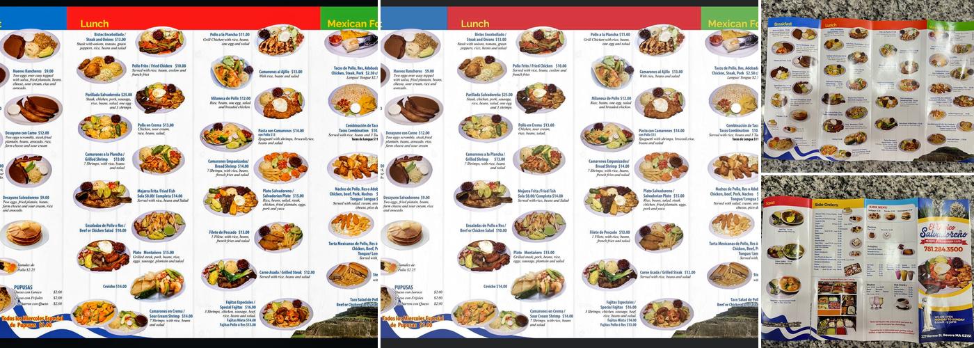 El Típico Salvadoreño Restaurant Menu