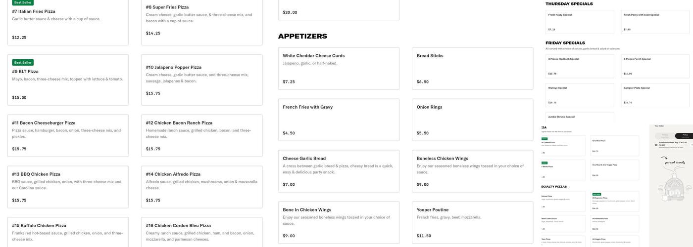 White Pine's Yooper Diner Menu