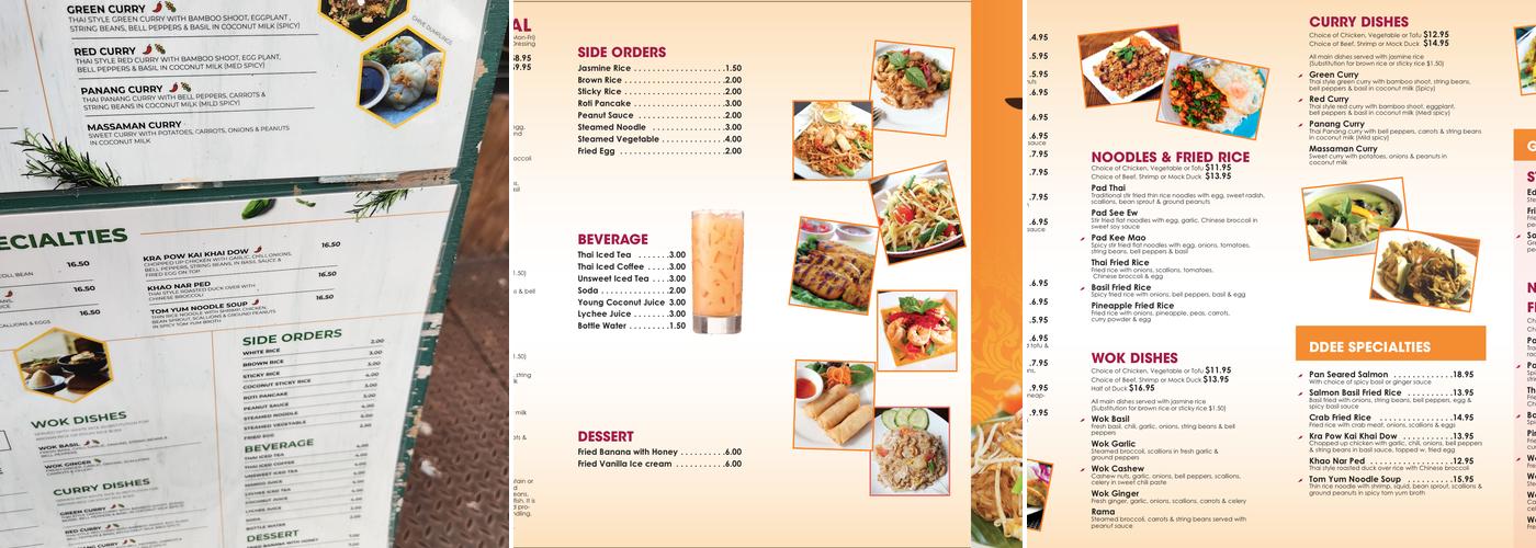 Ddee Thai Menu
