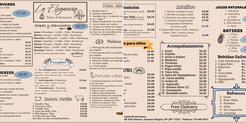 La Elegancia Menu