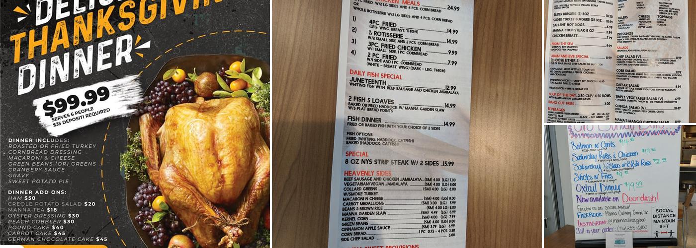Manna Culinary Group Menu