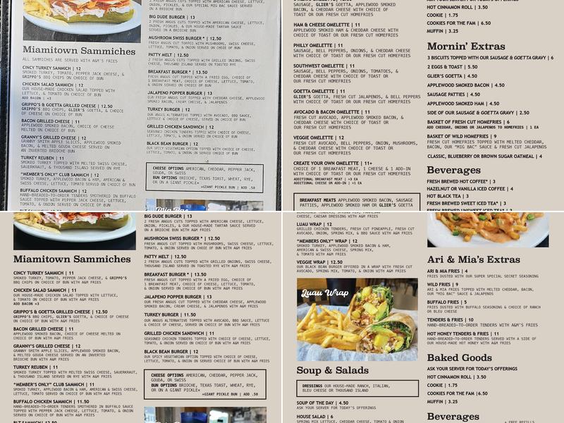 Ari & Mia's Small Town Cafe Menu