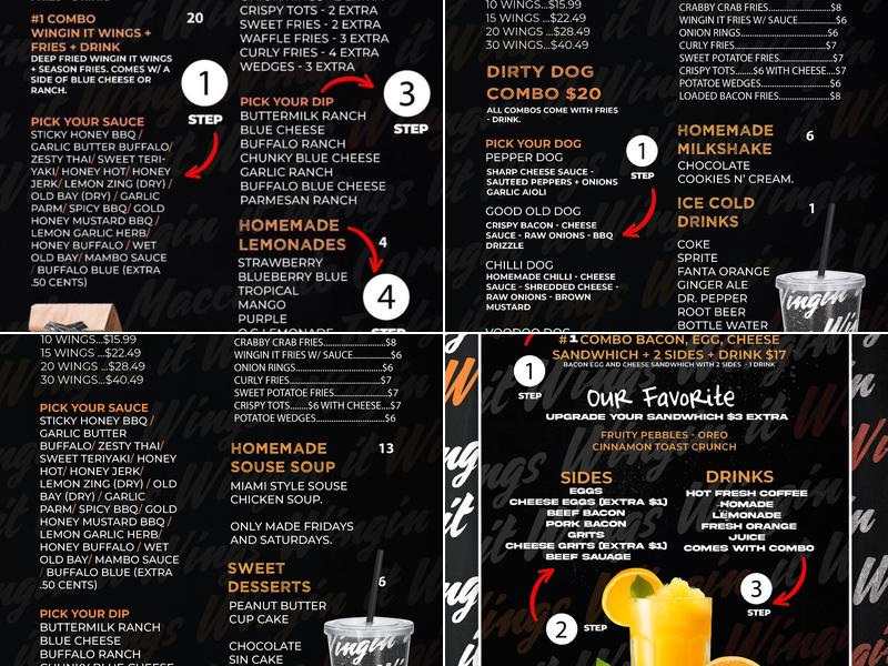 Wingin it Wings Menu