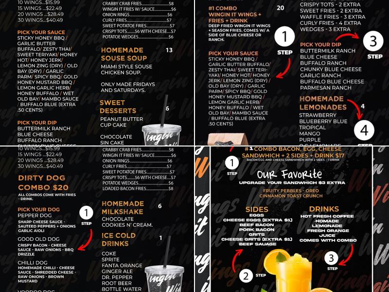 Wingin it Wings Menu