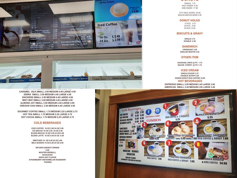 Dude Donut City Menu
