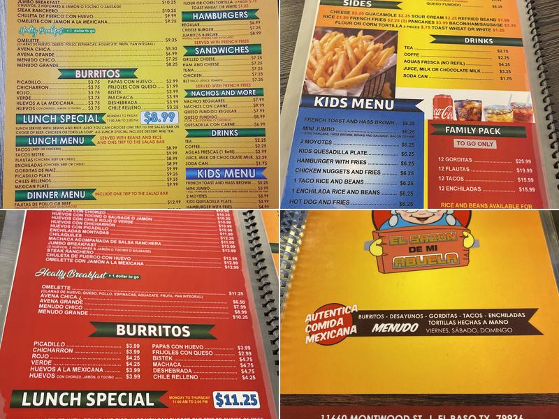 El Sazon De Mi Abuela Menu