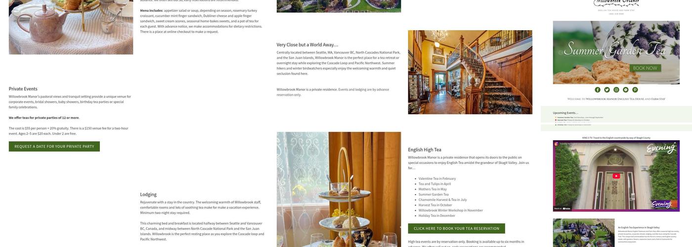 Willowbrook Manor English Tea Menu