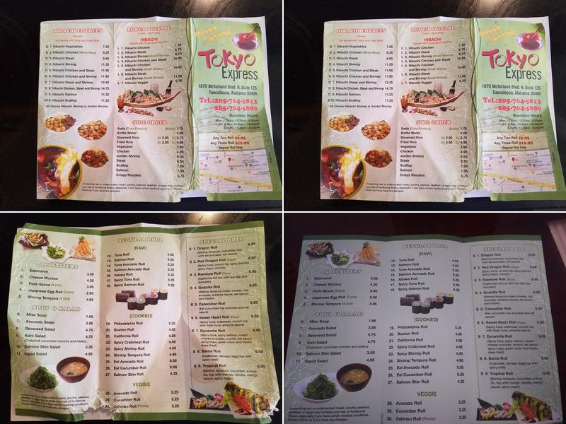 Tokyo Express Menu