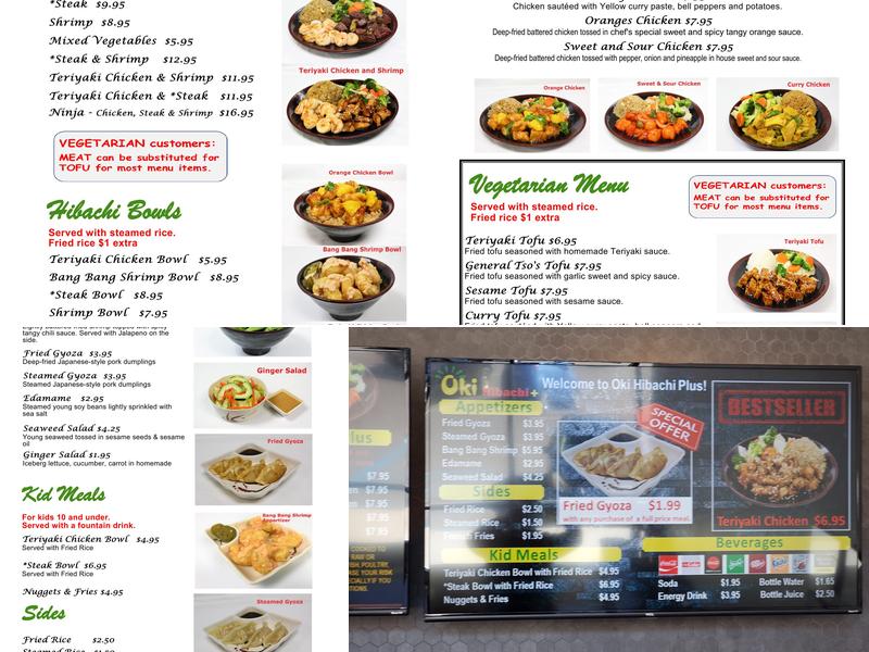 Oki Hibachi Plus Menu