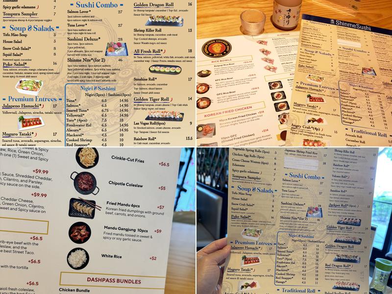 Shinme Sushi Menu