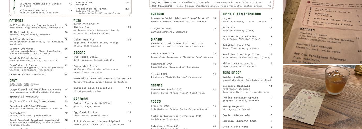 Delfina Restaurant Menu