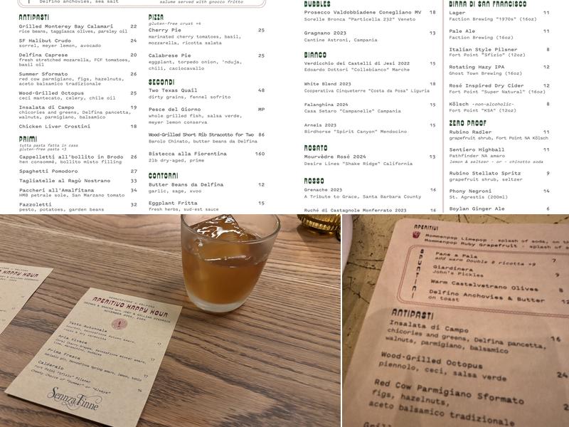 Delfina Restaurant Menu