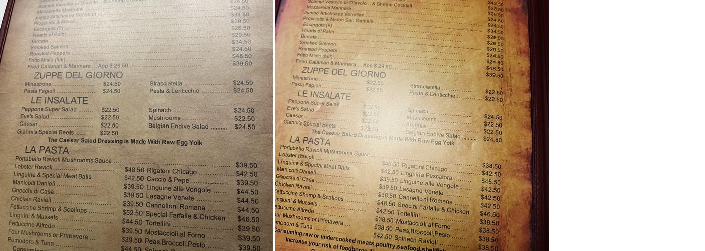 Peppone Restaurant Menu