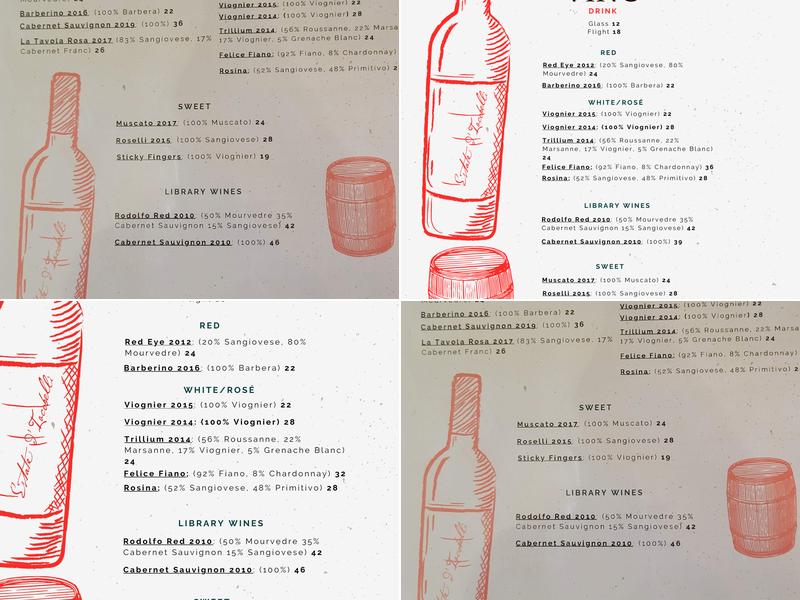 Estate D'Iacobelli Winery Menu